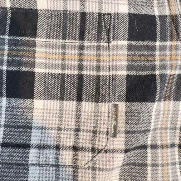 Eddie Bauer Button Shirt Men XL Classic Fit Flannel Black White Plaid 100 Cotton - Picture 12 of 15
